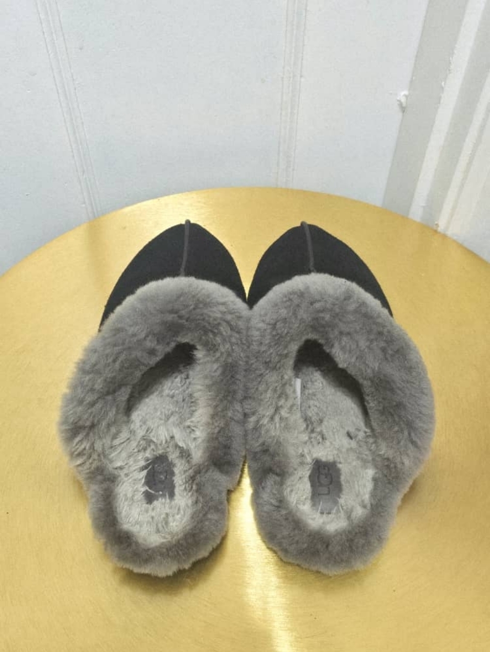 UGG Unisex Scuffette II Black/Grey Suede Upper Sheepskin Slippers Shoes US L9 M7 - Picture 4 of 9